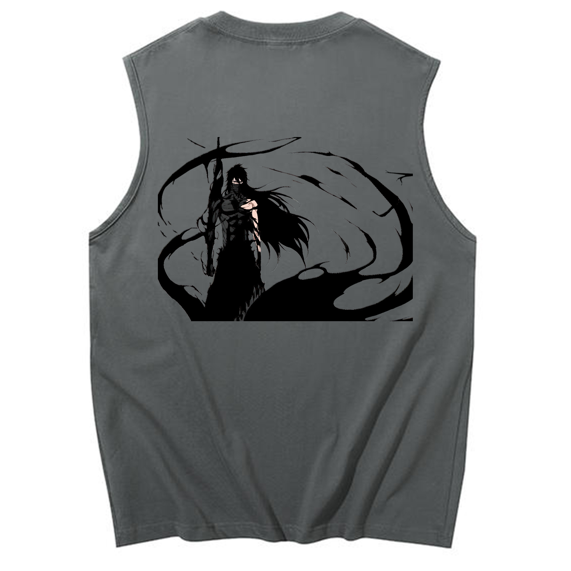 （画像用） ブリーチ 黒崎一護（くろさき いちご）BLEACH Kurosaki Ichigo コットン100％タンクトップ（背面プリント）